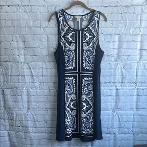 Banana Republic Navy‎ Paisley Print Sleeveless A-Line Dress woman’s size large